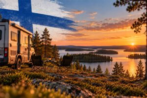 Mehr über den Artikel erfahren Freistehen in Finnland mit Wohnwagen, Wohnmobil & Camper Van: Regeln, Tipps & legale Stellplätze