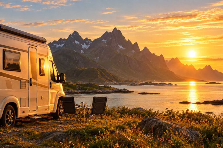 Mehr über den Artikel erfahren Schlafen bei Mitternachtssonne im Camper