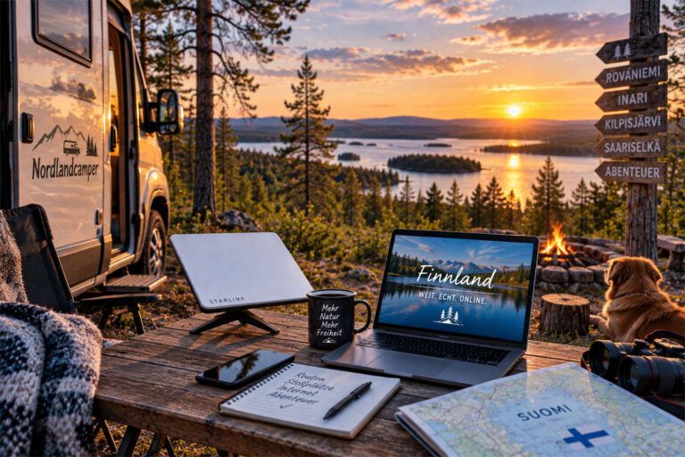 Mehr über den Artikel erfahren Internet in Finnland mit dem Wohnmobil: Roaming, SIM-Karten & Starlink Mini